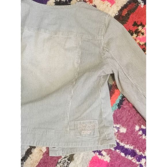 🌼Noa Noa🌼 - Railroad stripe denim jacket / size M / navy blue & white - Picture 6 of 7
